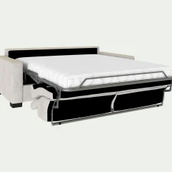 Canapé 3 Places*alinea Canapé 3 places convertible matelas Bultex en tissu monclar avec accoudoirs 15cm - roucas Beige