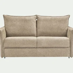 Canapé En Tissu|Canapé 3 Places*alinea Canapé 3 places convertible en tissu avec matelas densité 25kg/m3 - roucas Beige