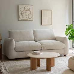 Canapé 3 Places|Canapé En Tissu*alinea Canapé 3 places convertible en tissu Raven - écru Blanc