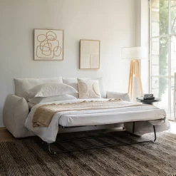 Canapé 3 Places|Canapé En Tissu*alinea Canapé 3 places convertible en tissu Raven - écru Blanc