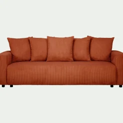 Canapé En Velours|Canapé 4 Places*alinea Canapé 4 places convertible en velours côtelé - brun rustrel Marron
