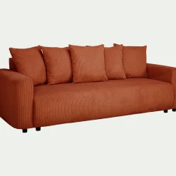 Canapé En Velours|Canapé 4 Places*alinea Canapé 4 places convertible en velours côtelé - brun rustrel Marron