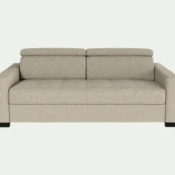 Canapé En Tissu|Canapé 3 Places*alinea Canapé 3 places convertible avec matelas Bultex en pop avec accoudoirs 15cm - Beige