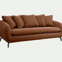 Canapé 3 Places*alinea Canapé 3 places convertible en tissu tramé - brun rustrel Marron