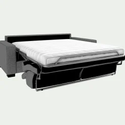Canapé 3 Places|Canapé Convertible*alinea Canapé 3 places convertible en tissu pop avec matelas Bultex et accoudoirs 20cm - moyen Gris