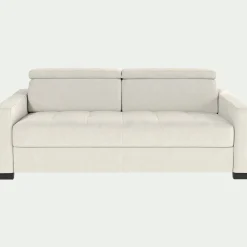 Canapé En Cuir|Canapé 3 Places*alinea Canapé 3 places convertible avec matelas Bultex en cuir avec accoudoirs 15cm - Blanc