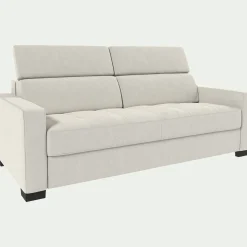 Canapé En Cuir|Canapé 3 Places*alinea Canapé 3 places convertible avec matelas Bultex en cuir avec accoudoirs 15cm - Blanc