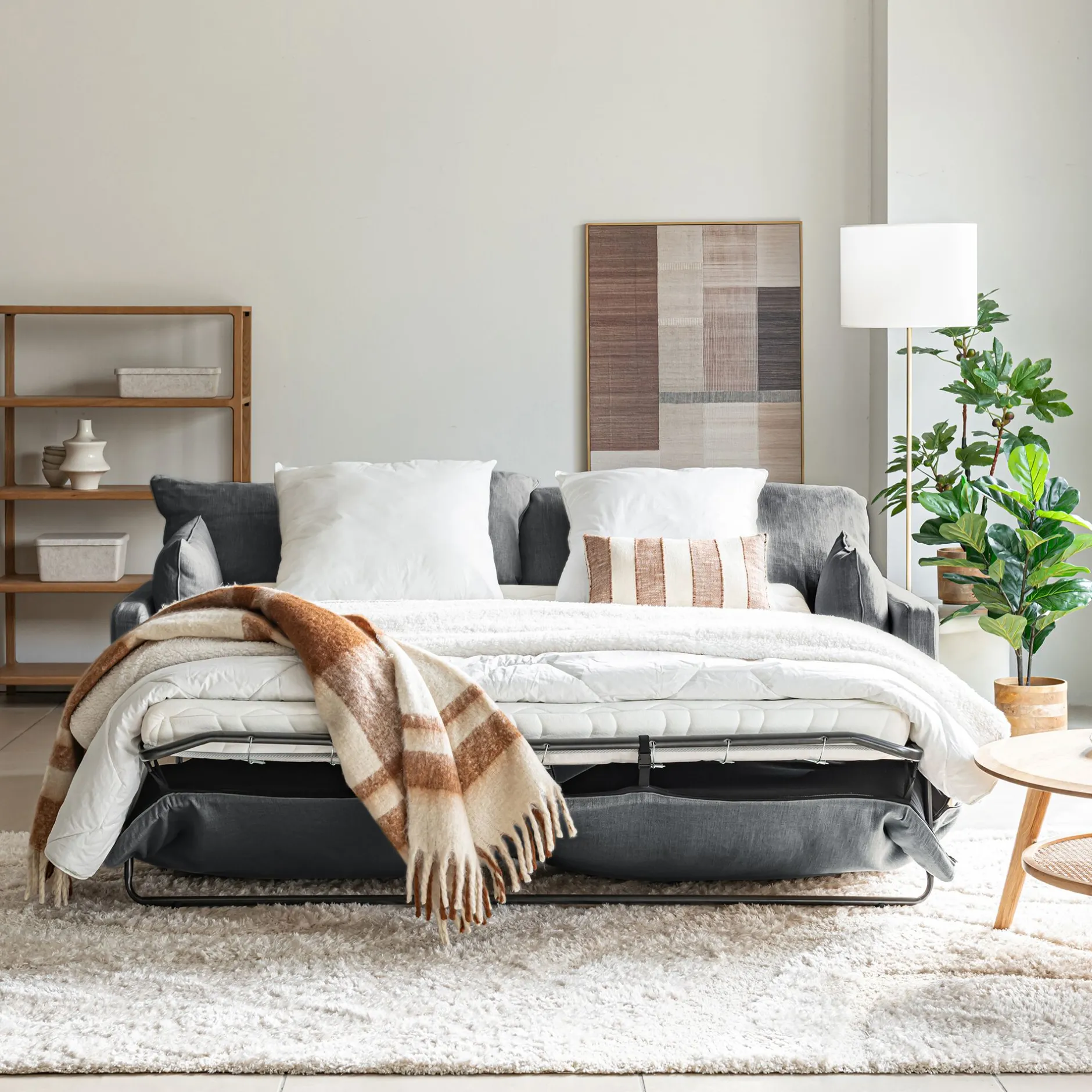 Canapé 4 Places*alinea Canapé 4 places convertible en tissu - Gris ardoise