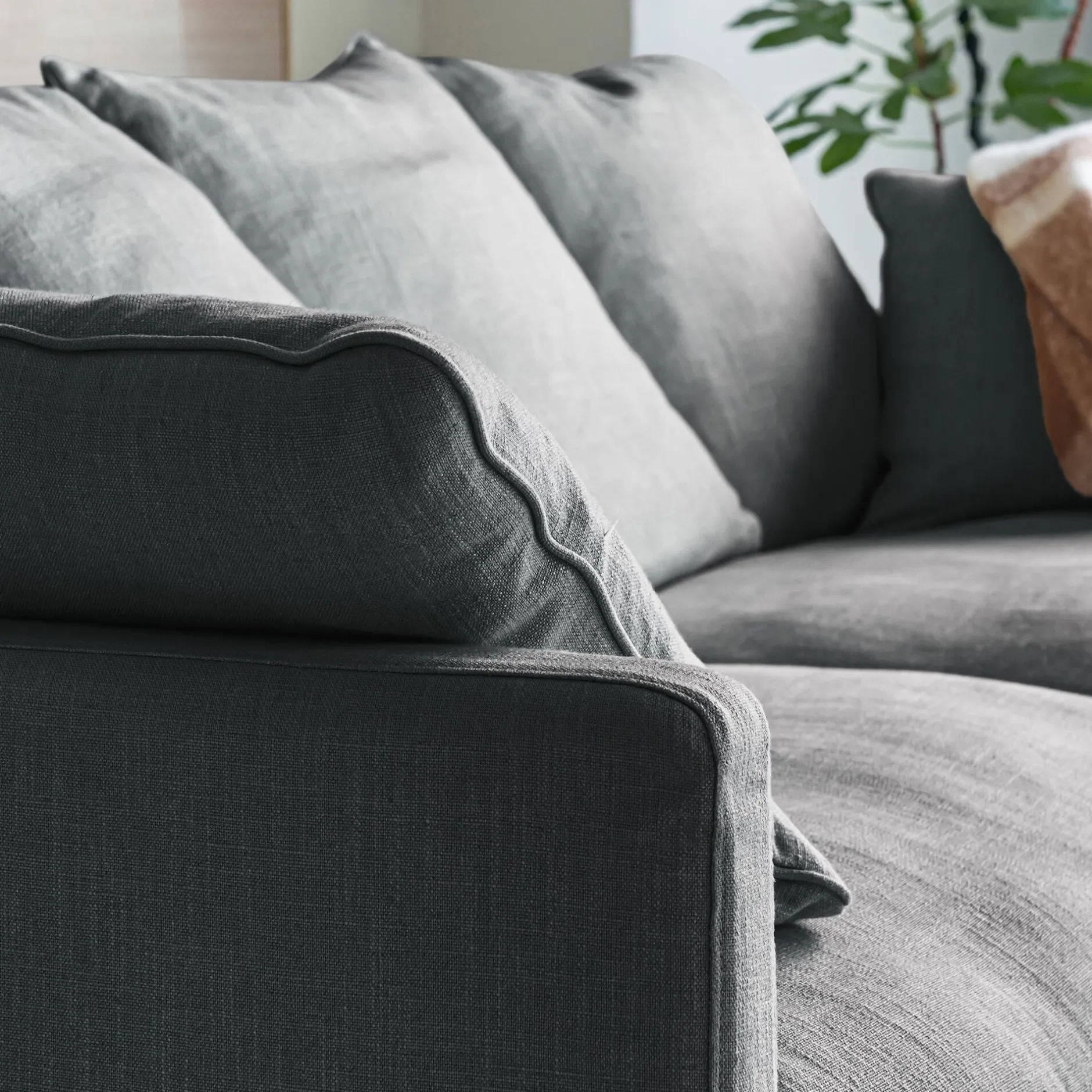 Canapé 4 Places*alinea Canapé 4 places convertible en tissu - Gris ardoise