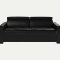 Canapé En Cuir|Canapé 3 Places*alinea Canapé 3 places convertible matelas Bultex en cuir avec accoudoirs 15cm - Noir