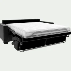 Canapé En Cuir|Canapé 3 Places*alinea Canapé 3 places convertible matelas Bultex en cuir avec accoudoirs 15cm - Noir