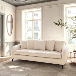 Canapé En Tissu|Canapé Convertible*alinea Canapé 3 places convertible en tissu - écru Blanc