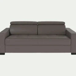 Canapé En Cuir|Canapé Convertible*alinea Canapé 3 places convertible en cuir avec accoudoirs 20cm - taupe