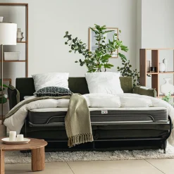 Canapé 4 Places*alinea Canapé 4 places convertible en tissu avec matelas densité 35kg/m3 - Vert cèdre