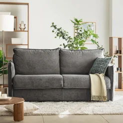 Canapé 4 Places*alinea Canapé 4 places convertible en tissu Sogno avec matelas densité 35kg/m3 - Gris anthracite
