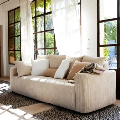 Canapé En Velours|Canapé 4 Places*alinea Canapé 4 places convertible en velours côtelé - roucas Beige