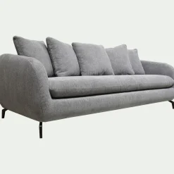 Canapé En Tissu|Canapé 4 Places*alinea Canapé 4 places convertible en tissu tramé piétement noir - ardoise Gris