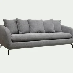 Canapé En Tissu|Canapé 4 Places*alinea Canapé 4 places convertible en tissu tramé piétement noir - ardoise Gris