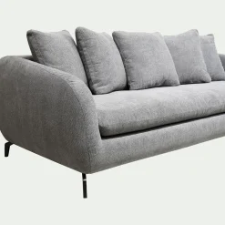 Canapé En Tissu|Canapé 4 Places*alinea Canapé 4 places convertible en tissu tramé piétement noir - ardoise Gris