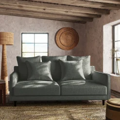 Canapé En Tissu|Canapé 3 Places*alinea Canapé 3 places droit convertible matelas Bultex tissu joint - restanque Gris