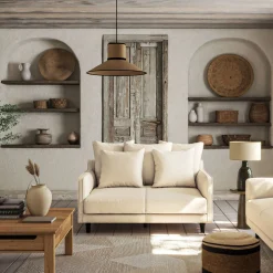 Canapé En Tissu|Canapé 2 Places*alinea Canapé 2 places droit convertible matelas Bultex en tissu joint - roucas Beige