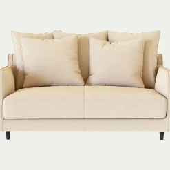 Canapé En Tissu|Canapé 2 Places*alinea Canapé 2 places droit convertible matelas Bultex en tissu joint - roucas Beige