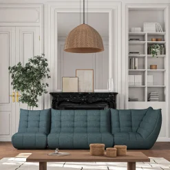 Canapé 3 Places*alinea Canapé 3 places en tissu bouclette - Bleu