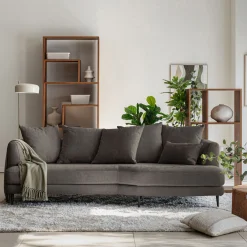 Canapé 5 Places*alinea Canapé 5 places fixe droit en tissu cannes - Marron