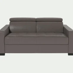 Canapé En Cuir|Canapé 2 Places*alinea Canapé 2 places fixe en cuir avec accoudoirs 15cm - taupe Gris