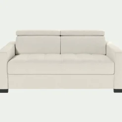 Canapé En Cuir|Canapé 2 Places*alinea Canapé 2 places fixe en cuir avec accoudoirs 15cm - Blanc