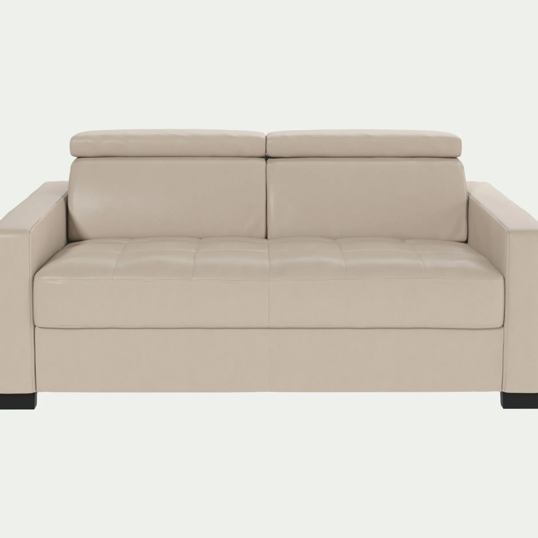 Canapé En Cuir|Canapé 2 Places*alinea Canapé 2 places fixe en cuir avec accoudoirs 15cm - Beige