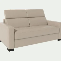 Canapé En Cuir|Canapé 2 Places*alinea Canapé 2 places fixe en cuir avec accoudoirs 15cm - Beige