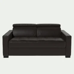 Canapé En Cuir|Canapé 2 Places*alinea Canapé 2 places fixe en cuir avec accoudoirs 15cm - Marron