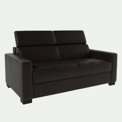 Canapé En Cuir|Canapé 2 Places*alinea Canapé 2 places fixe en cuir avec accoudoirs 15cm - Marron