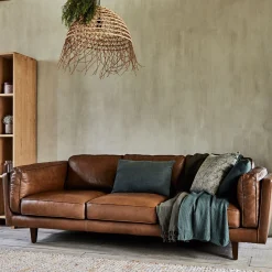 Canapé 3 Places|Canapé Fixe*alinea Canapé 3 places fixe en cuir de vachette - Marron