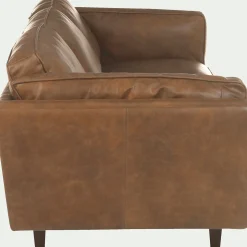 Canapé 3 Places|Canapé Fixe*alinea Canapé 3 places fixe en cuir de vachette - Marron