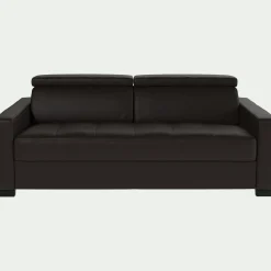 Canapé 3 Places*alinea Canapé 3 places fixe en cuir avec accoudoirs 15cm - Marron