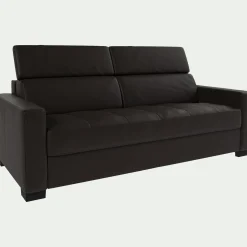 Canapé 3 Places*alinea Canapé 3 places fixe en cuir avec accoudoirs 15cm - Marron