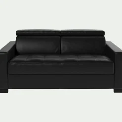 Canapé En Cuir|Canapé 2 Places*alinea Canapé 2 places fixe en cuir avec accoudoirs 15cm - Noir