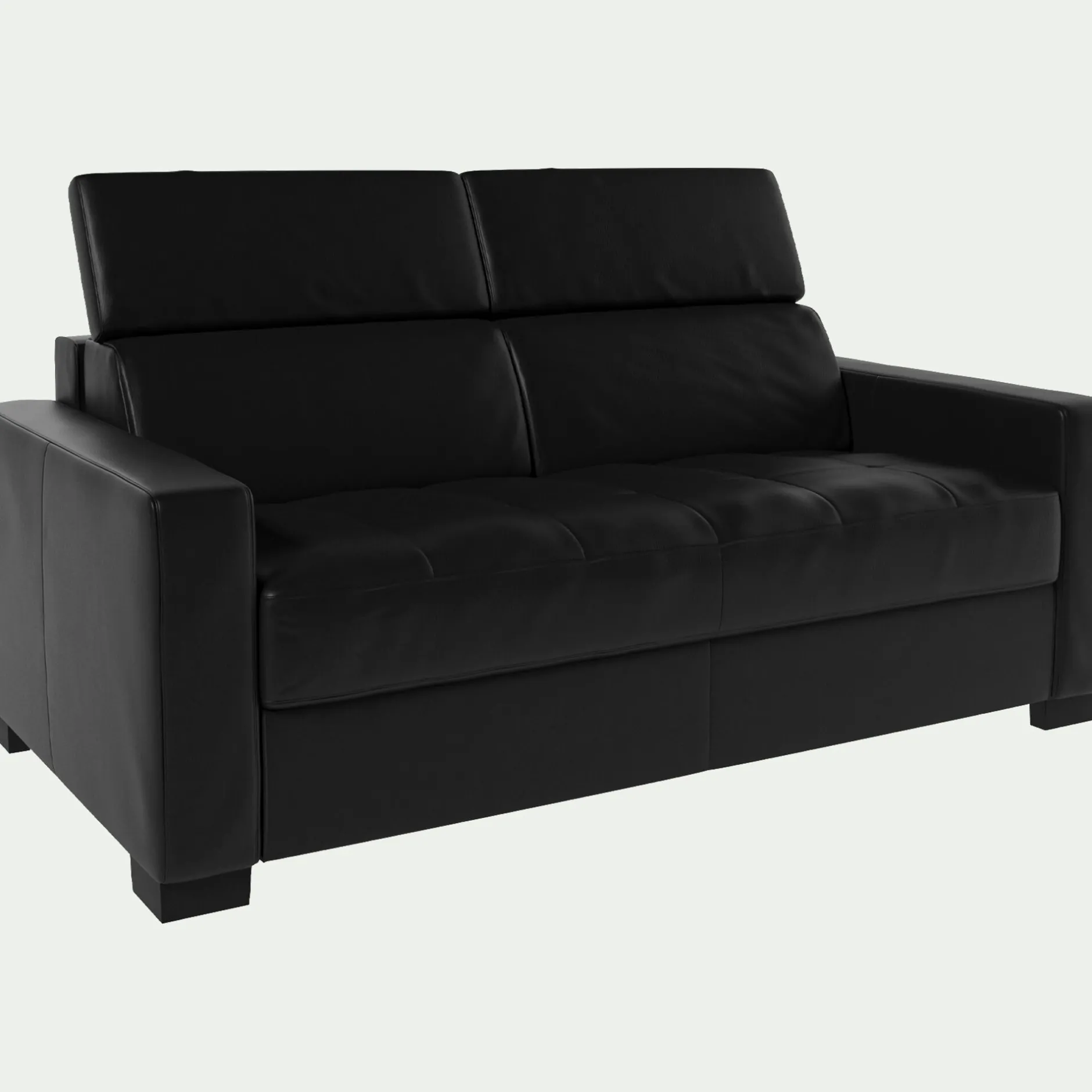 Canapé En Cuir|Canapé 2 Places*alinea Canapé 2 places fixe en cuir avec accoudoirs 15cm - Noir