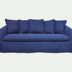 Canapé En Lin|Canapé 3 Places*alinea Canapé 3 places fixe en lin - marine Bleu