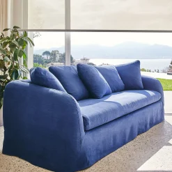 Canapé 4 Places*alinea Canapé 4 places fixe en lin - marine Bleu