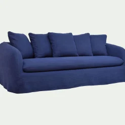 Canapé 4 Places*alinea Canapé 4 places fixe en lin - marine Bleu