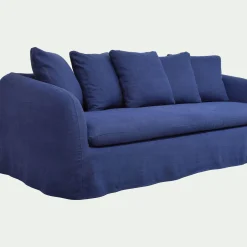 Canapé 4 Places*alinea Canapé 4 places fixe en lin - marine Bleu