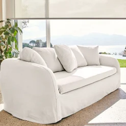 Canapé En Lin|Canapé 3 Places*alinea Canapé 3 places fixe en lin - Blanc