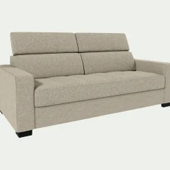 Canapé En Tissu|Canapé 3 Places*alinea Canapé 3 places fixe en pop avec accoudoirs 20cm - Beige