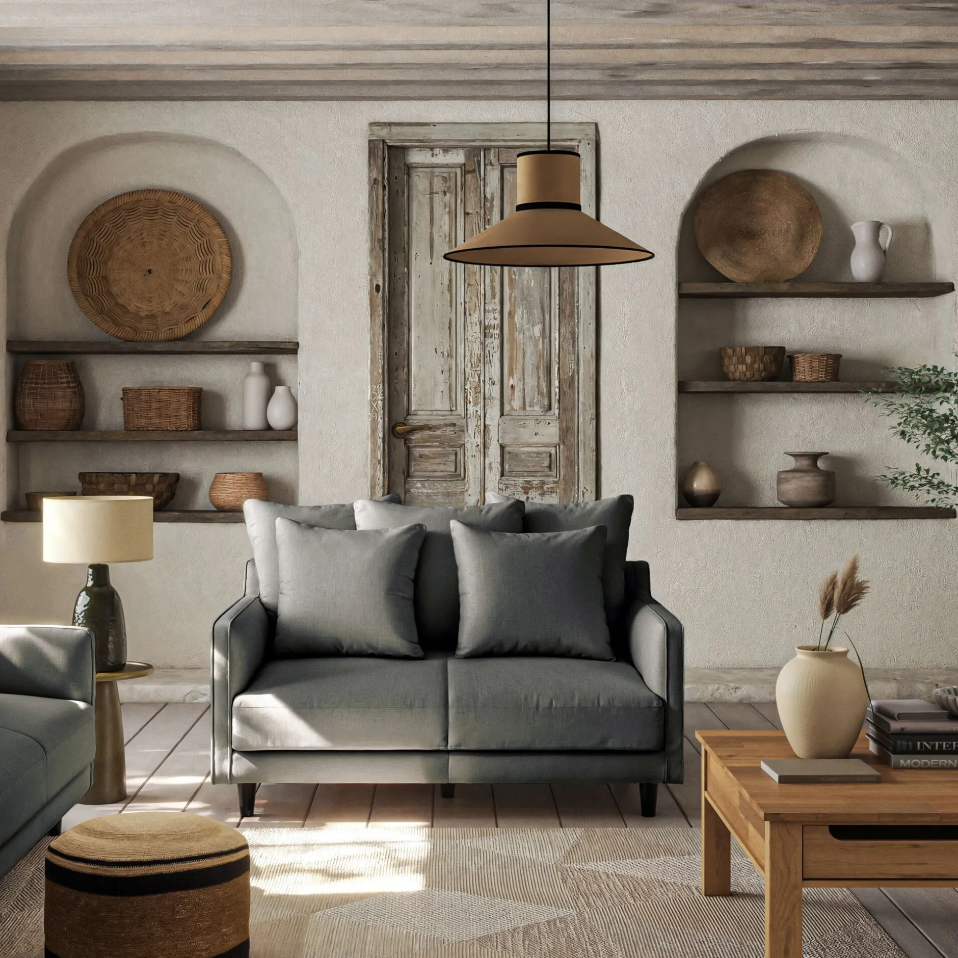 Canapé 2 Places*alinea Canapé 2 places fixe en tissu joint - Gris restanque