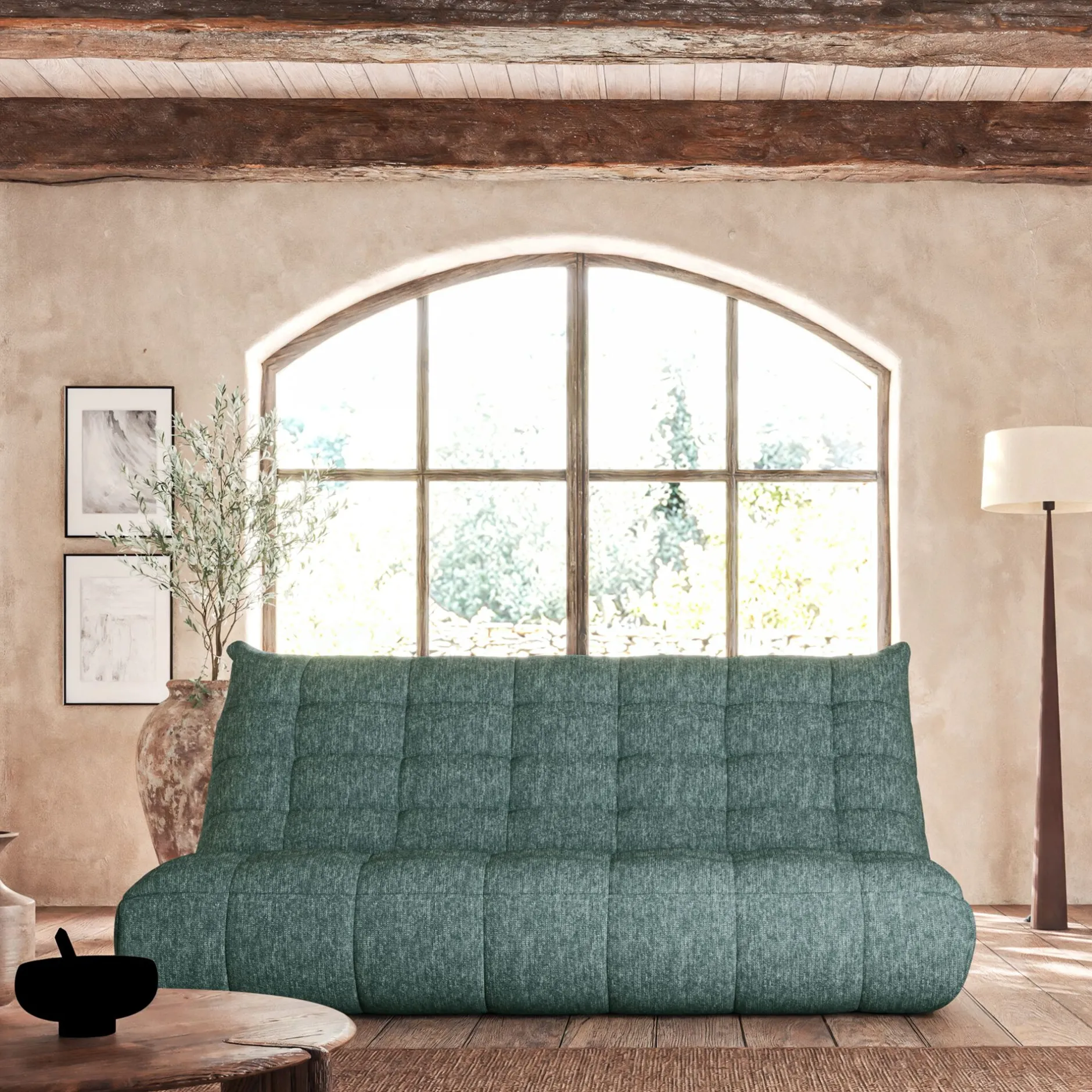 Canapé 4 Places|Canapé Modulable*alinea Canapé 4 places fixe en tissu chenille - calaluna Bleu