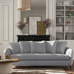 Canapé En Tissu|Canapé 4 Places*alinea Canapé 4 places fixe en tissu tramé - ardoise Gris