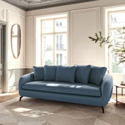 Canapé En Tissu|Canapé 3 Places*alinea Canapé 3 places fixe en tissu tramé - Bleu